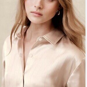 Banana Republic New Lurex Button Down Shirt Oyster Pearl - Size Medium